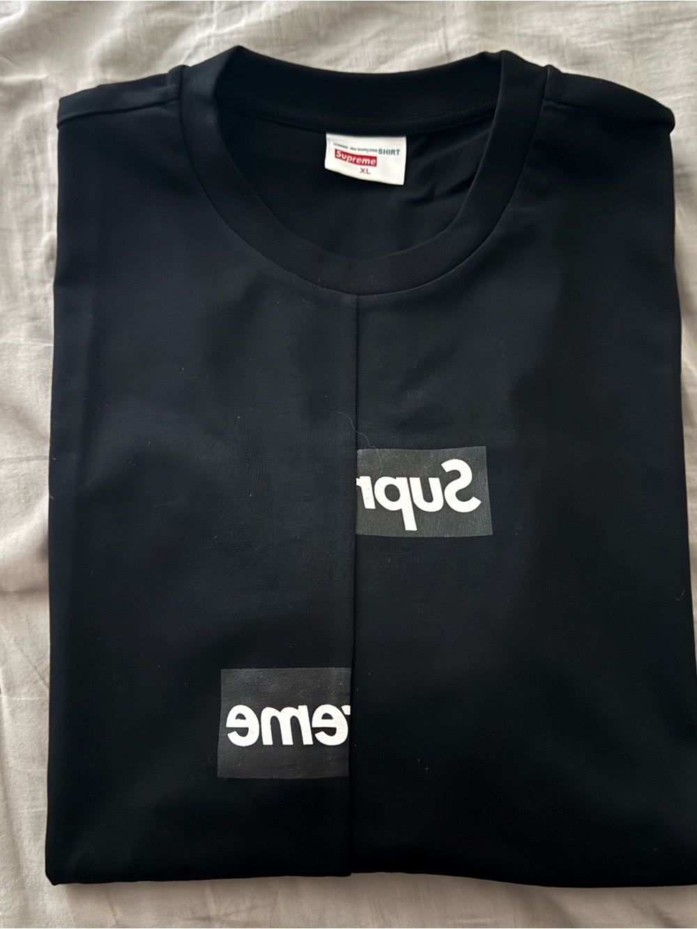Supreme Black Split Box Logo Tee with Center Seam
